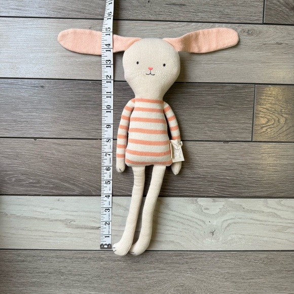 Meri Meri Pink and Cream Striped Bunny - Picture 2 of 5